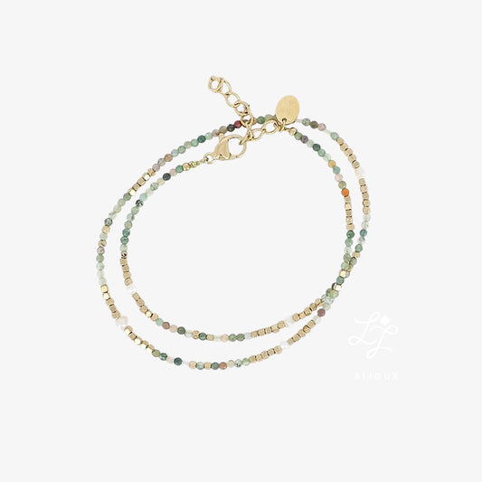 bracelet à double tour avec pierres naturelles  L'AMIE LILY BIJOUX
