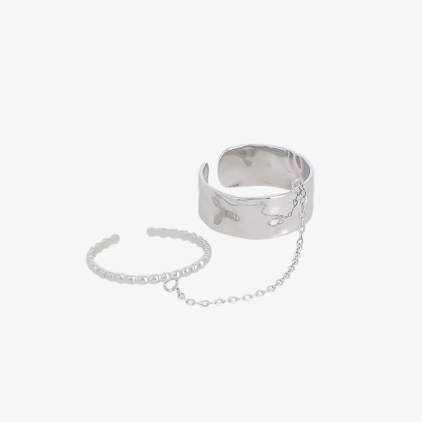 Bague GALA Double anneau martelé en acier inoxydable